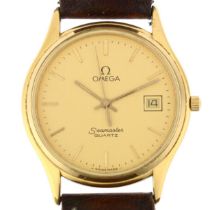 OMEGA - a gold plated stainless steel Seamaster quartz calendar wristwatch, ref. 1430, champagne