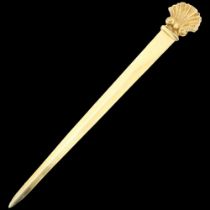 An Elizabeth II Irish silver-gilt scallop shell letter opener, Royal Irish Silver Co, Dublin 1969,