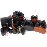 A selection of Vintage binoculars, including Super Zenith 10x50 field binoculars, Halina 12x50
