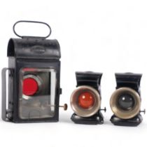 A group of Antique carriage lanterns, largest stamped John Philips Lights of London, Lamp C1, H20cm,