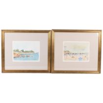 A pair of watercolours, Biarritz and Gien, signed Rconelant(?), both framed, 41cm x 46cm overall
