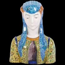 Ulisse Cantagalli (1839 - 1901), a late 19th century Maiolica bust of a Renaissance female figure,