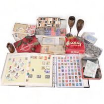 A selection of British and worldwide stamps, many loose, several stock books, and a Vintage Oxo