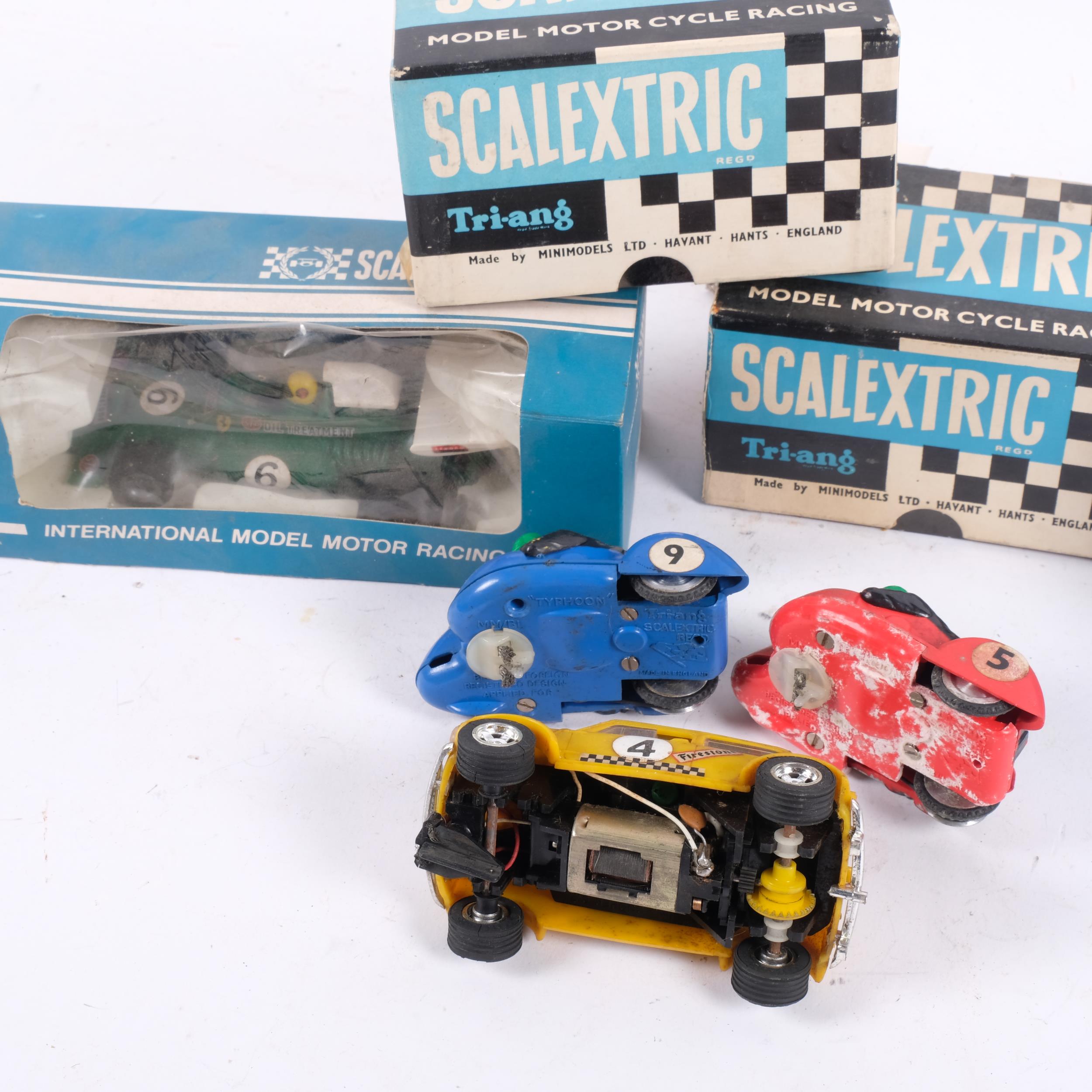 2 boxed Tri-ang Scalextric motor cycle racing typhoons, a Mini, and a boxed BRM - Image 2 of 2