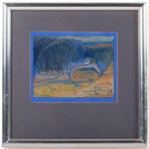 Cedric Carlton "On Chessel Shute I", pastel study, framed, 25cm x 25cm