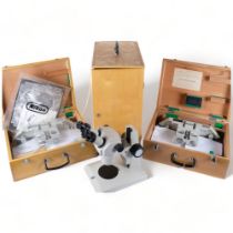 Two Nikon Reflex stereoscope, and a Nikon microscope, boxed