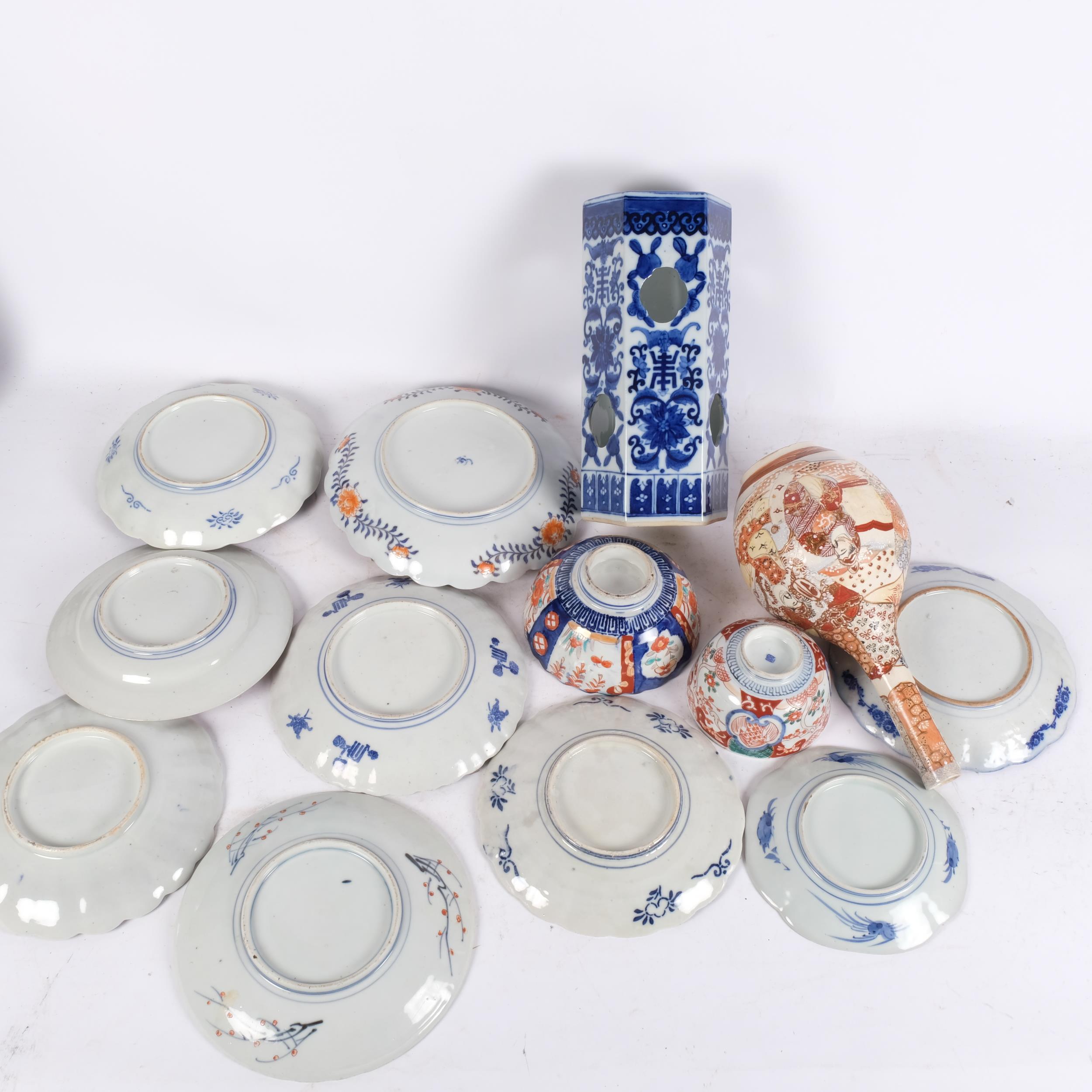 A quantity of Antique Oriental plates and bowls, various Imari design, largest plate diameter - Image 2 of 2