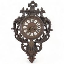 Antique gryphon clock, with enamel numerals, H48cm