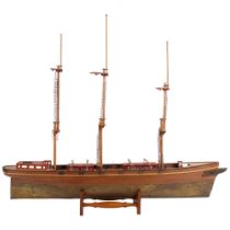 A scratch-built model of the Cutty Sark 3-masted sailing boat on stand, and a quantity of ephemera