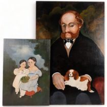 J A White, pair of oils on panels, portraits of 19th century couple, 91cm x 61cm, and J A White, oil