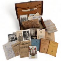 A period small case containing various Air Force books, airmail letters, Second World War Period,