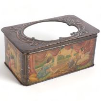 Huntley & Palmers Ltd, an early 20th century chinoiserie decorated biscuit tin, the embossed