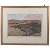 George Graham, watercolour, moorland scene, framed, 46cm x 58cm overall