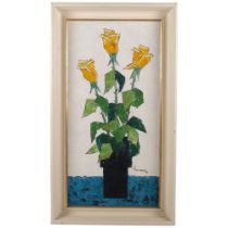 Angerer, oil on canvas, study of flowers in a vase, in painted wood frame, 70cm x 40cm