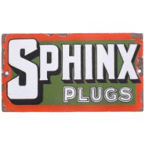 An enamel Sphinx Plugs sign, 15.5cm x 28cm
