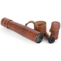 Broadhurst Clarkson Company Ltd London, a 2-draw brass and leather covered telescope, with 1