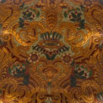 A roll of heavily embossed and coloured Art Nouveau wallpaper, with floral and acanthus leaf