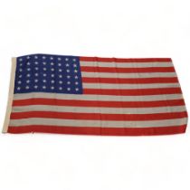 A mid-century American flag, Stars and Stripes, flag shows only 48 Stars in total, 91cm x 177cm