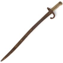 A French 1866 chassepot rifle sword bayonet, serial no. H59282, overall length 68.5cm