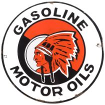 An enamel Gasoline Motor Oils sign, 32cm