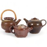 3 Studio pottery teapots, 2 with maker's marks