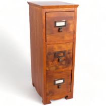 A modern hardwood narrow chest of 3 short drawers, 20cm x 56cm x 28cm