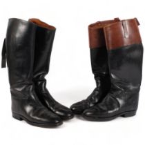 2 pairs of Vintage leather riding boots, 1 pair with stamp to inside "Thrussell & Son Ltd, Hunting