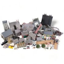 Box of model railway buildings and accessories