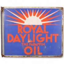 "Royal Daylight The Paraffin Oil", a Vintage double-sided enamel sign with flange, 46cm x 56cm,