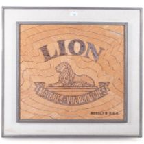 A South African matchstick work advertising study for Lion Matches, 67cm x 72cm