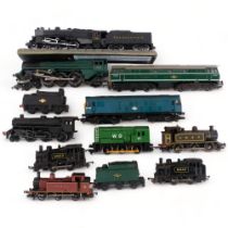 Various Hornby OO gauge locomotives and carriages