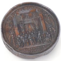 "The Holborn Restaurant Established 1874", an original member's club token dated 1895 presented by