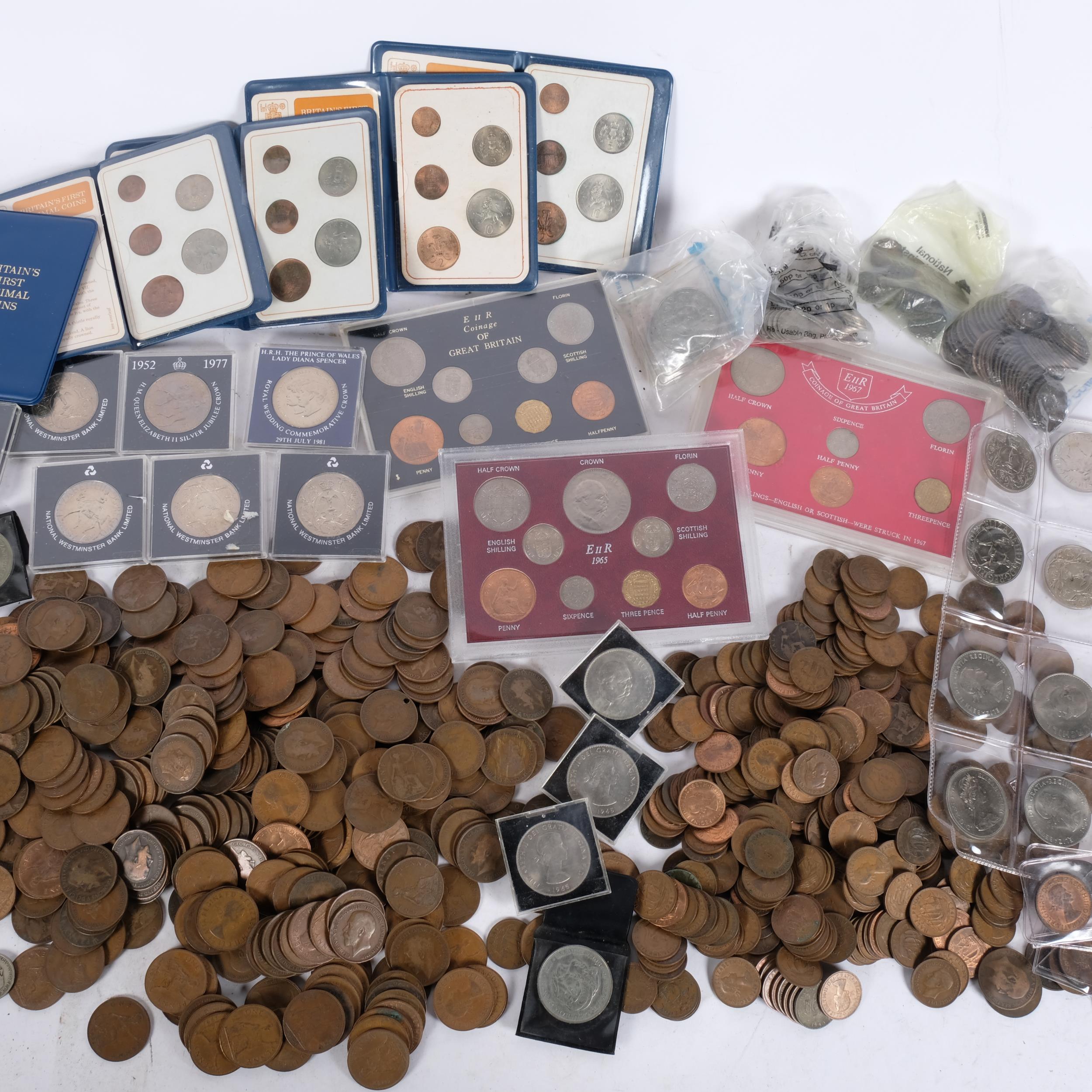 A quantity of British decimal and pre-decimal coinage, many loose coins and presentation packs, - Image 2 of 2