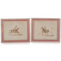 A pair of sepia original drawings, depicting the Scinde Irregular Horse, signed with monogram TWG,