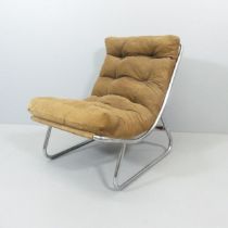 PETER HOYTE - A mid-century lounge chair, with original button-back brown corduroy upholstery on
