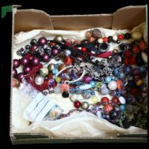 Modern costume jewellery necklaces, a quantity of beads etc (boxful)