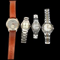 A group of various wristwatches, including a gent's Invicta automatic wristwatch, leather strap, a