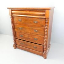 A Victorian mahogany Scottish chest, with ogee frieze drawer, 4 further long drawers under, bobbin