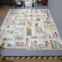 Seven Egyptian tomb scenes painted on calico, marked for the Religious Tract Society. Each 122x90cm.