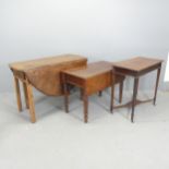 A mahogany gate-leg drop -leaf dining table with end frieze drawer, 112x72x48cm, a Pembroke table,