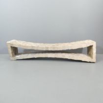 MARK HARVEY - A unique contemporary block bench, the concave seat constructed from ash wood blocks