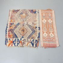 A Kilim rug, 122x94cm, and a table runner, 120x46cm. (2)