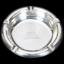 A large Continental silver ashtray, marked 830 and inscribed "Scalbis" to Deprijs 27th September