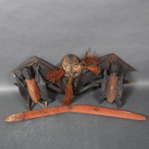 A wooden Flying Fox sculpture by Joseph Kandibbo, Tambanum Village, Mid Sepik River, Papua New