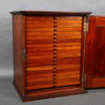 A Victorian mahogany table-top collectors cabinet, fitted with 19 drawers, single panelled door,