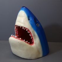 A large painted plastic sharks head, H87cm