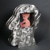 DAVID GERSTEIN - Baby within a head, a limited edition triple layer hand-cut and painted heavy steel