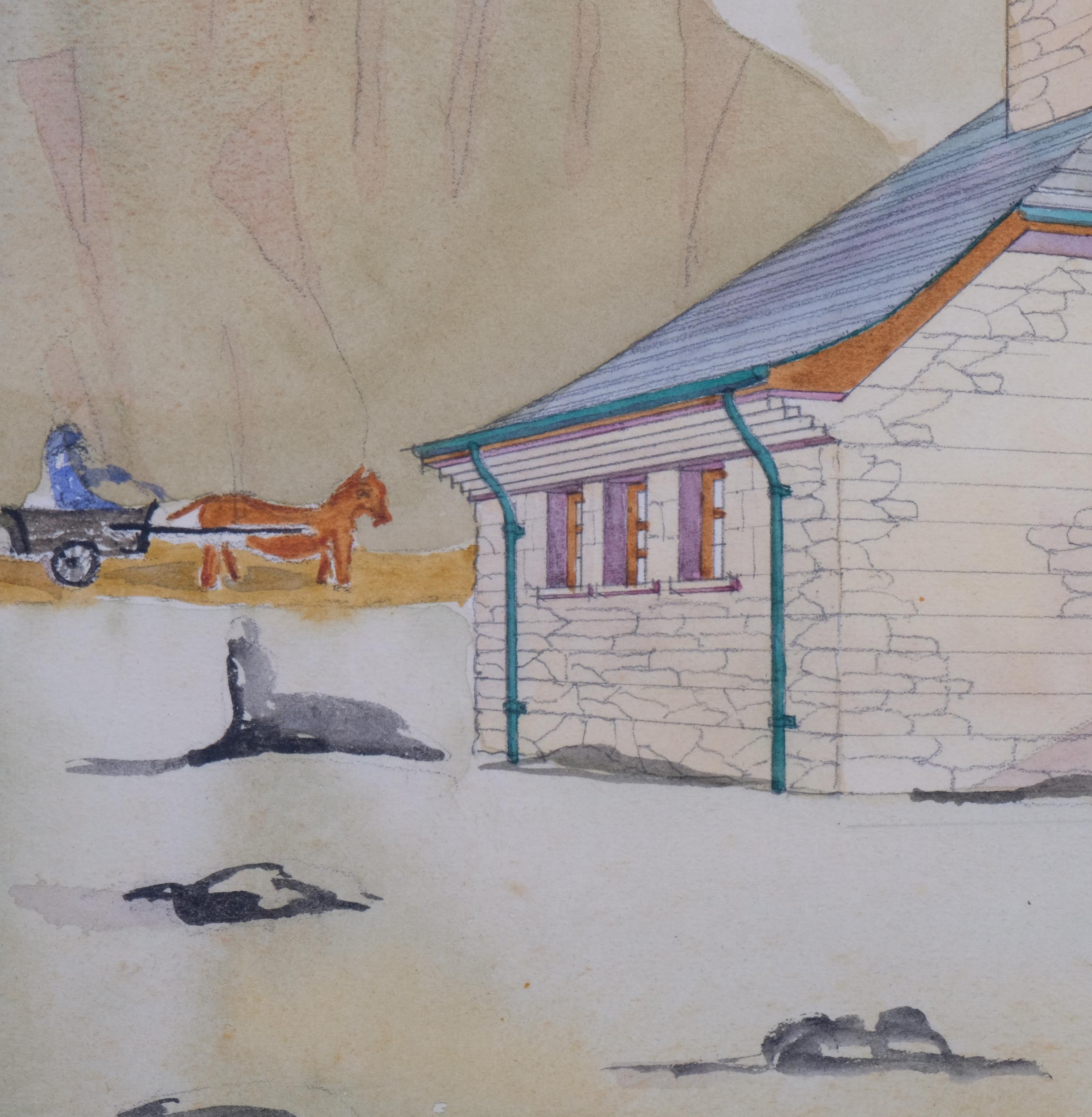 L Phillips, architectural drawing of a house, possibly Australian, watercolour, signed and dated - Image 4 of 4