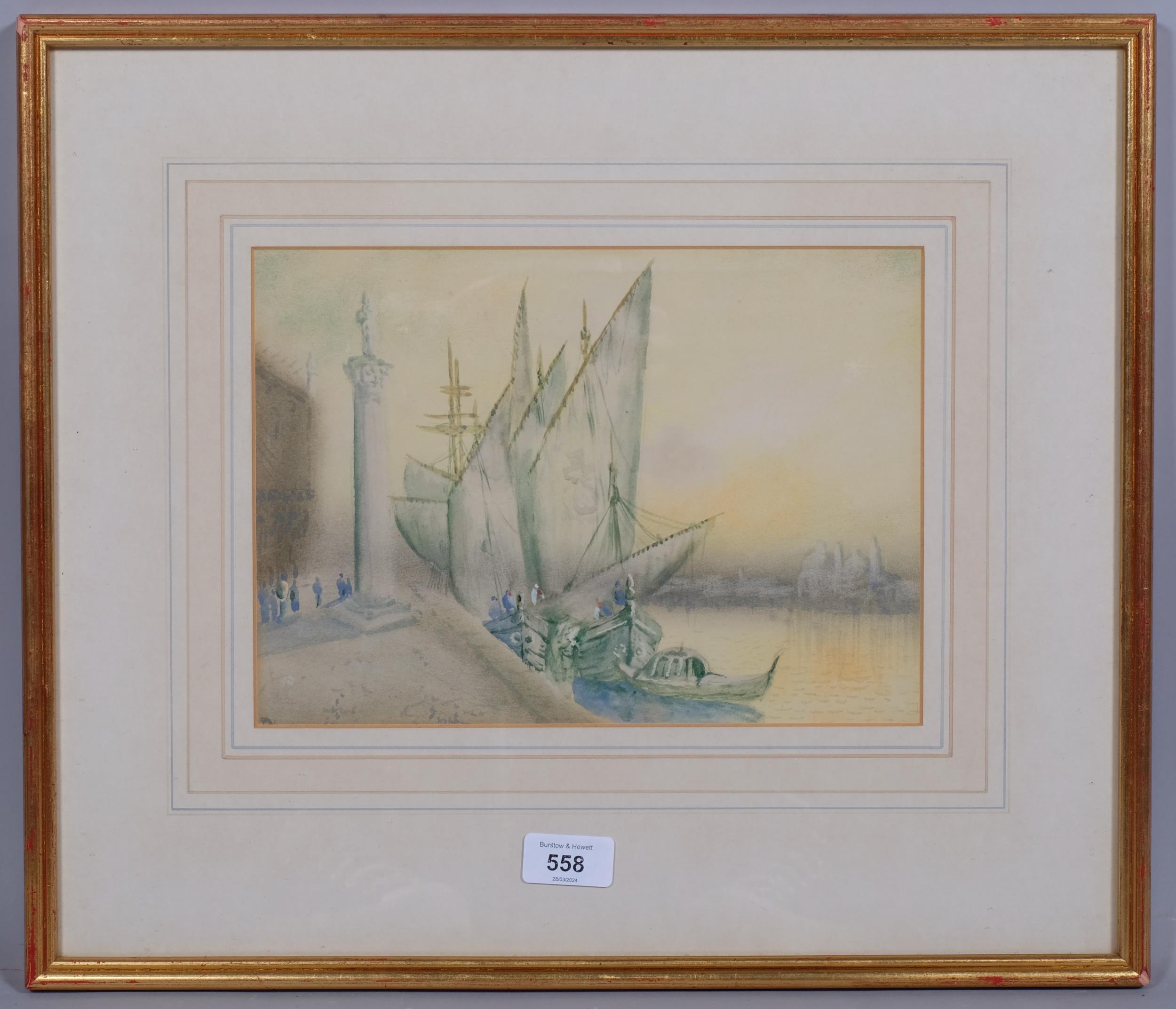 William Meadows (active 1870 - 1893), Venetian scene, watercolour, 20cm x 28cm, framed - Image 2 of 4