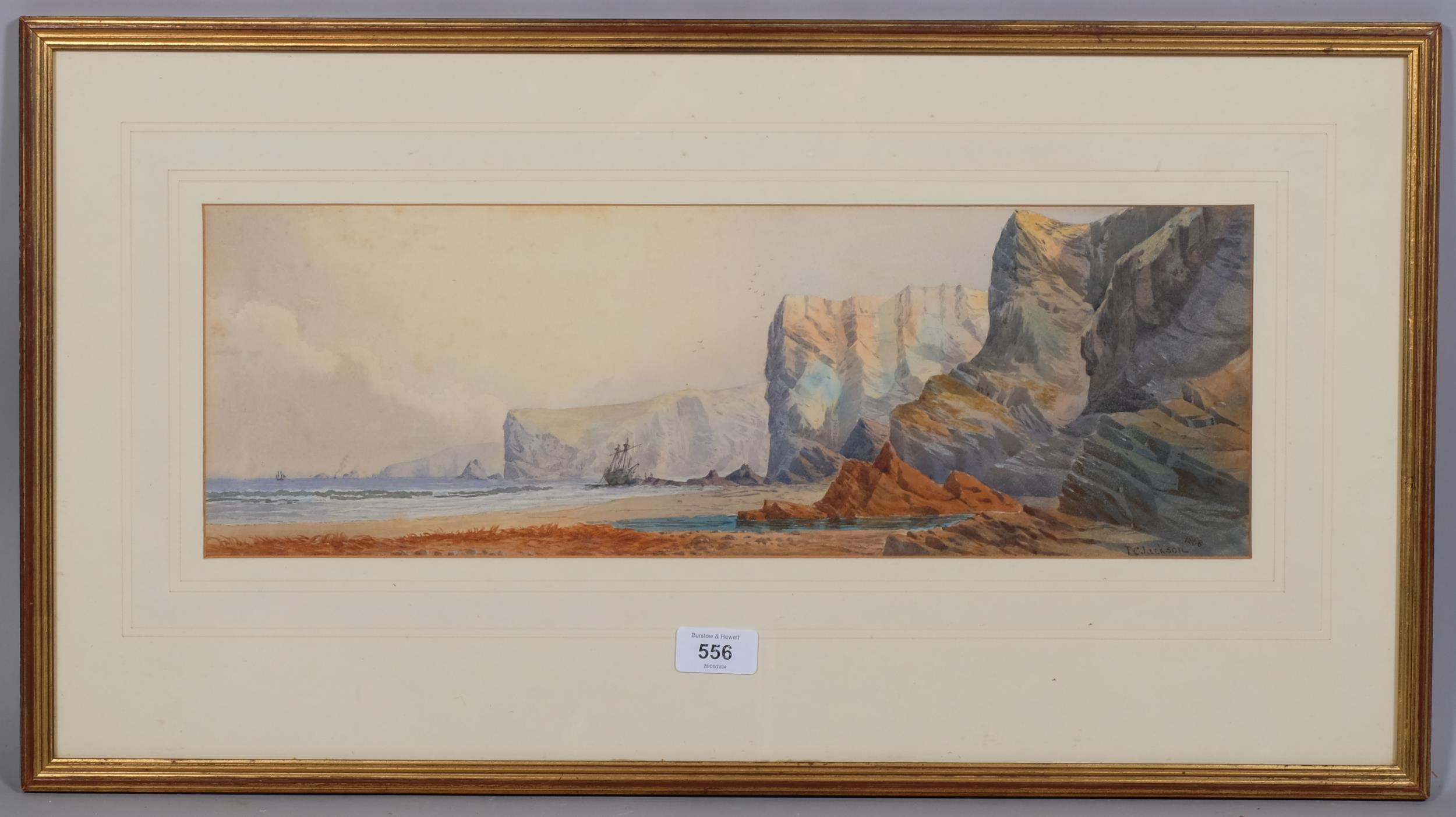 Frederick Jackson (flourished 1868 - 1884), shipwreck boat and cliffs, watercolour, signed and dated
